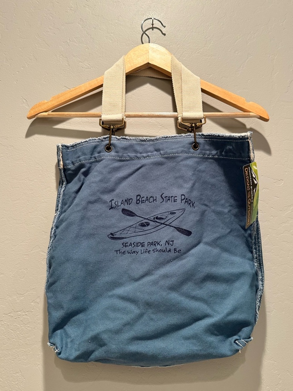 NWT Island Beach State Park Blue Tote Bag 100% Cotton‎ Kayak Outdoor Travel